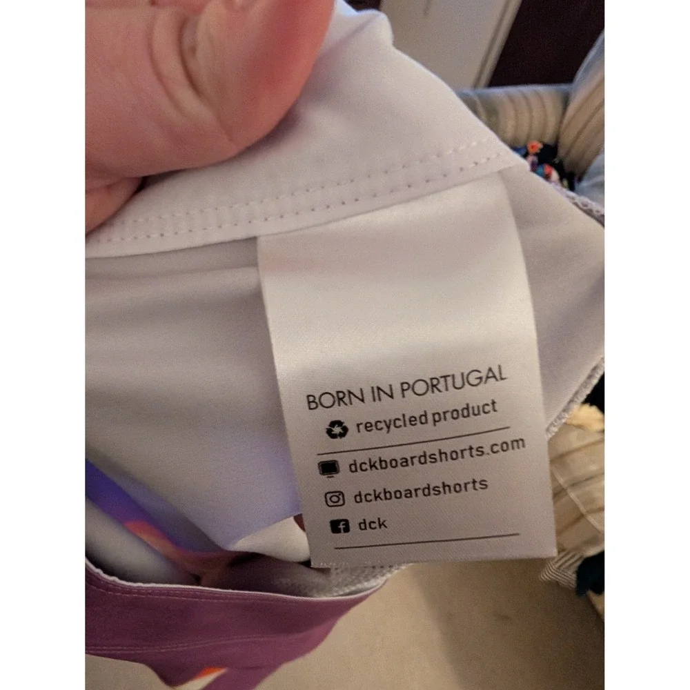 DCK Boardshorts NWT Elvis Purple Retro Stripe Mid Length Swim Trunks- Men's 34‎